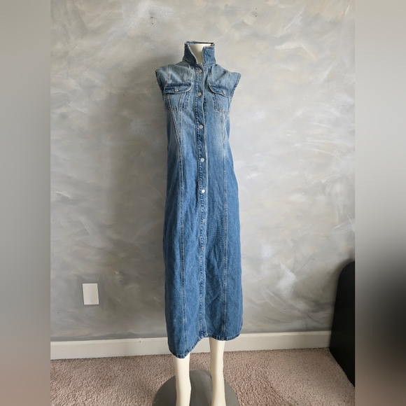 Yoko's Sleeveless Denim Jean Maxi Dress Snap Down Sz M - Picture 9 of 9